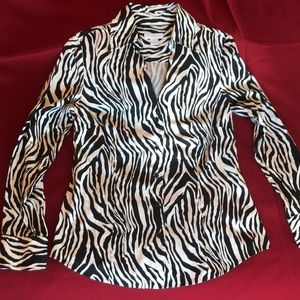Charter Club Zebra Button Front Blouse